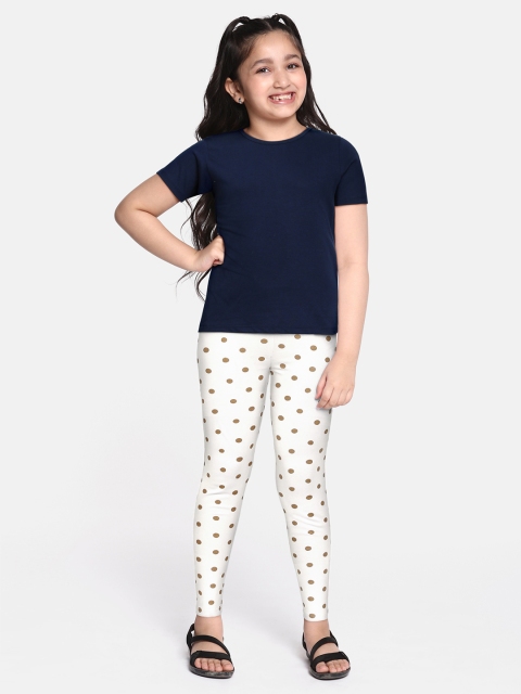 

abof Girls White Polka Dot Print Leggings