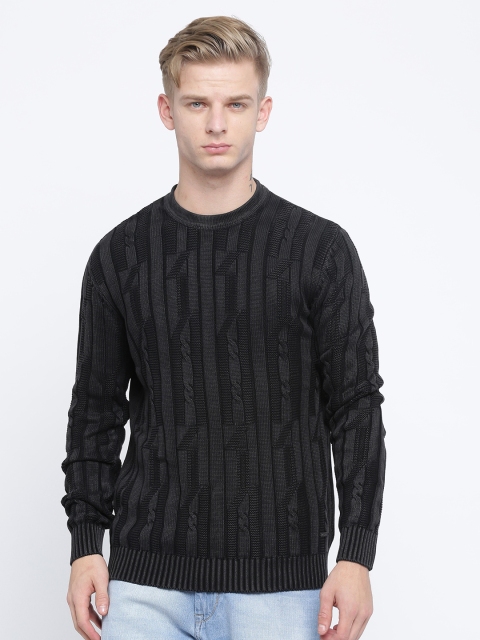 

Pepe Jeans Men Black Self-Design Pullover