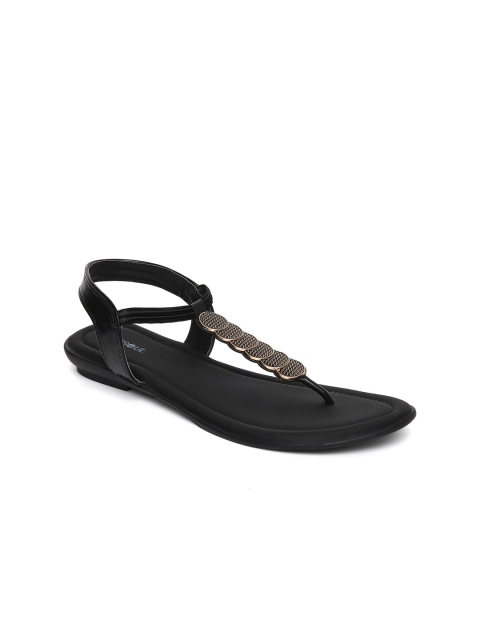 

FOOTSOUL Women Black T-Strap Flats