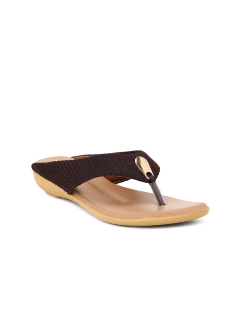 

FOOTSOUL Women Brown T-Strap Flats