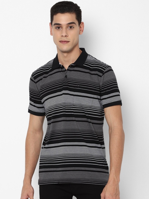 

Allen Solly Men Black & White Striped Polo Collar T-shirt