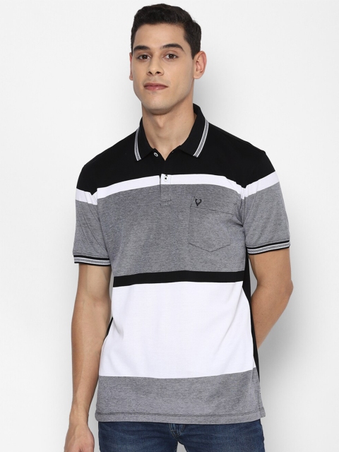 

Allen Solly Men Black & Grey Colourblocked Polo Collar T-shirt