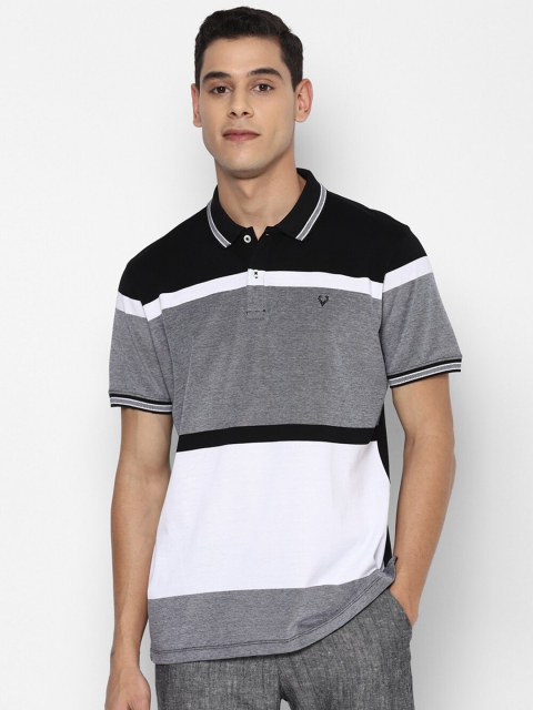 

Allen Solly Men Black & Grey Colourblocked Polo Collar T-shirt