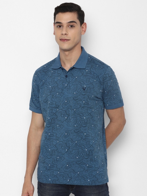 

Allen Solly Sport Men Blue Printed Pure Cotton Polo Collar T-shirt