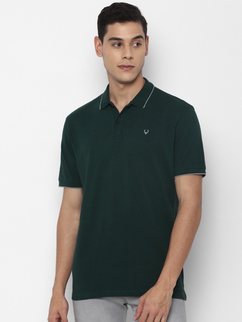 

Allen Solly Sport Men Green Solid Pure Cotton Polo Collar T-shirt