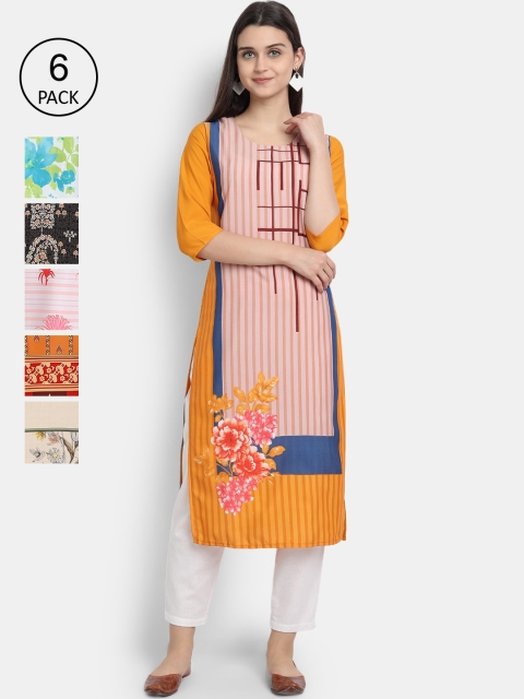 

7Threads Women Multicoloured Striped Crepe Kurta, Multi