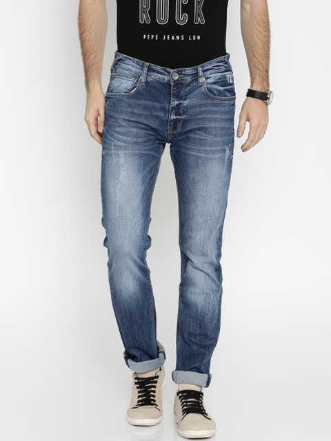 

Pepe Jeans Men Blue Slim Fit Low-Rise Low Distress Jeans