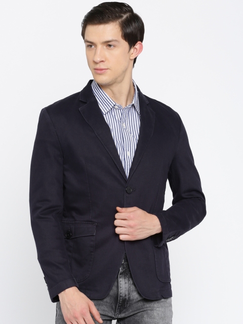 

Pepe Jeans Navy Single-Breasted Slim Fit Casual Blazer, Navy blue