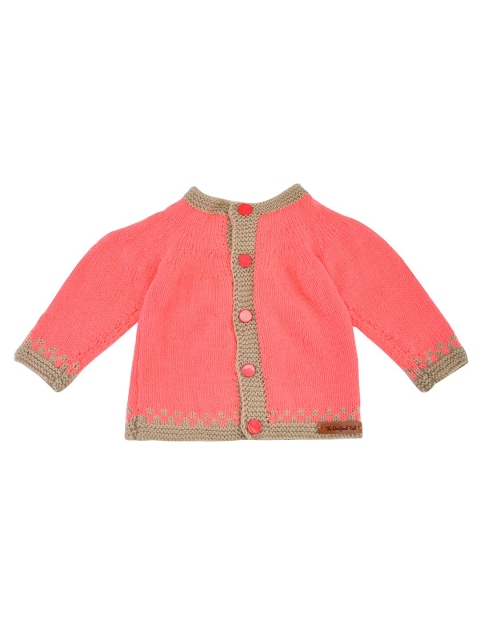 

The Original Knit Girls Peach-Coloured & Beige Acrylic Cardigan