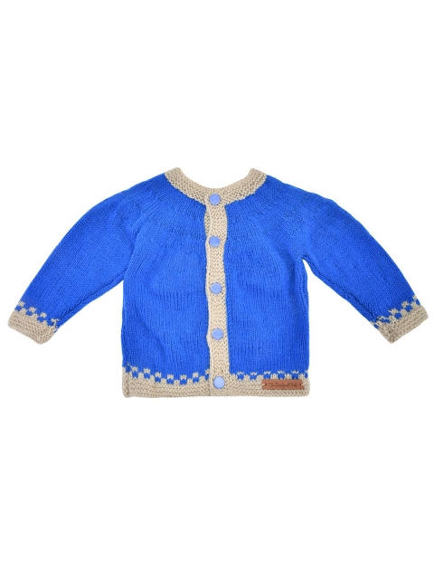 

The Original Knit Kids Blue & Beige Acrylic Cardigan