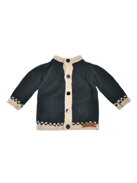 

The Original Knit Unisex Kids Grey & Beige Acrylic Cardigan