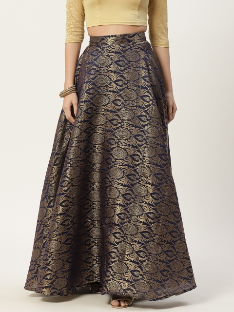 

Studio Shringaar Blue Traditional Brocade Silk Skirt, Navy blue