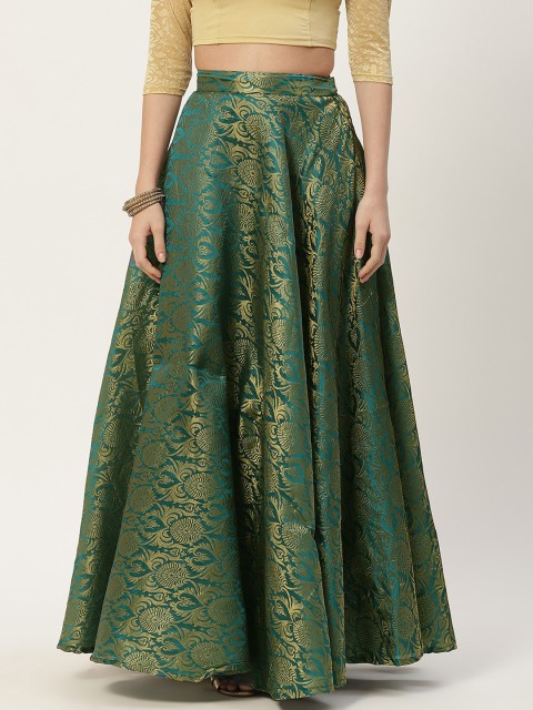 

Studio Shringaar Green Traditional Brocade Silk Skirt