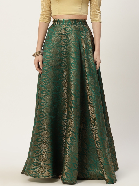 

Studio Shringaar Green Traditional Brocade Silk Skirt