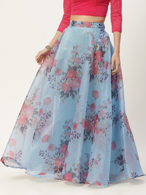 

Studio Shringaar Blue Printed Organza Skirt