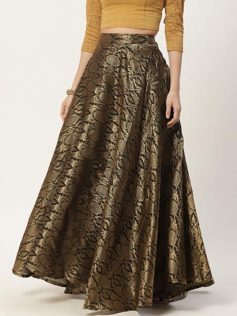 

Studio Shringaar Black Traditional Brocade Silk Skirt