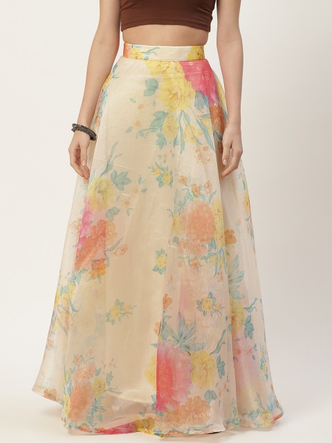 

Studio Shringaar Beige Printed Organza Skirt