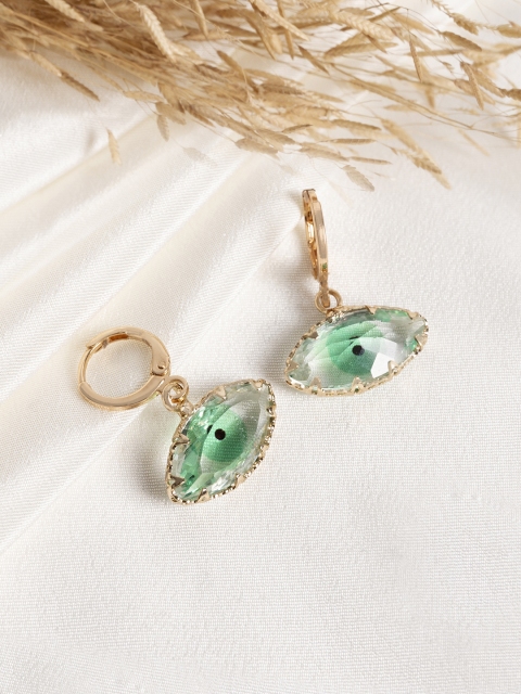

Mikoto by FableStreet Green Evil Eye Crystal Quirky Drop Earrings