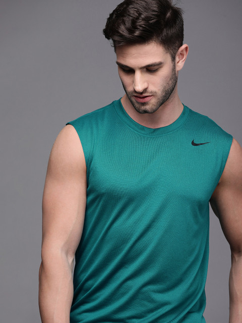

Nike Men Green AS M NK DF Brad Logo Printed Dri Fit Sleevless Training T-shirt