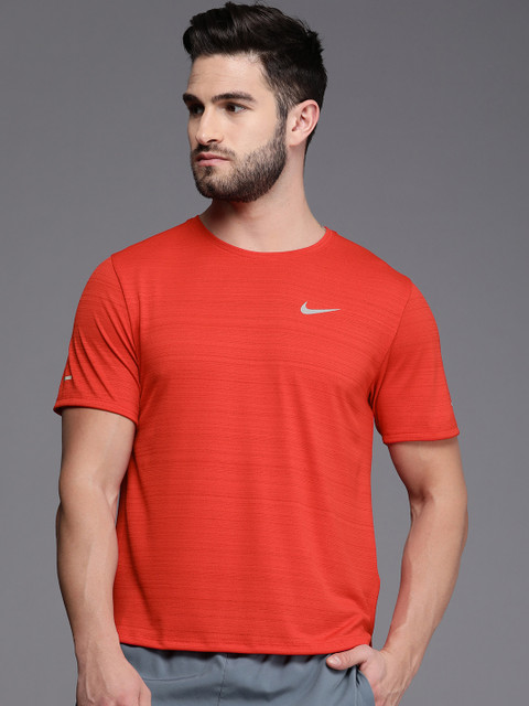 

Nike Men Red Solid Round-Neck Running Sports T-shirt