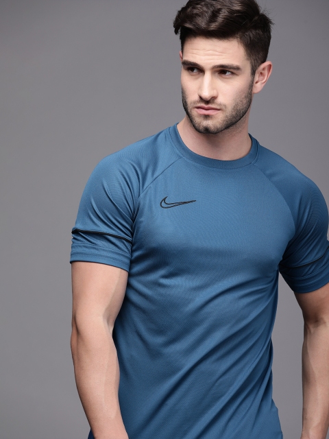 

Nike Men Blue M NK DF ACD21 Brand Logo Printed Dri Fit Football T-shirt