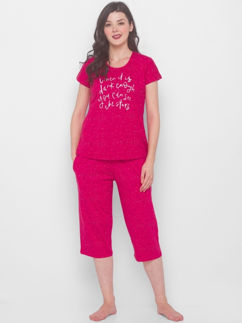

AV2 Women Red Printed Night suit