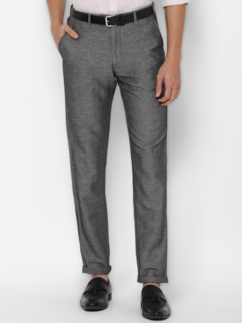 

Allen Solly Men Grey Solid Regular Fit Cotton Linen Trousers