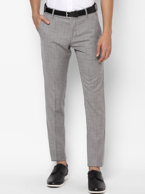 

Allen Solly Men Grey Textured Checked Slim Fit Trousers