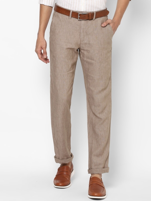 

Allen Solly Men Brown Solid Regular Fit Linen Trousers
