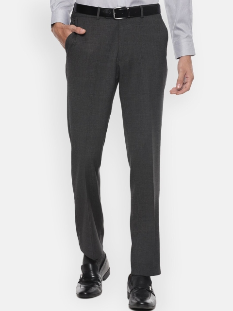 

Luxure by Louis Philippe Men Grey Solid Cotton Trousers