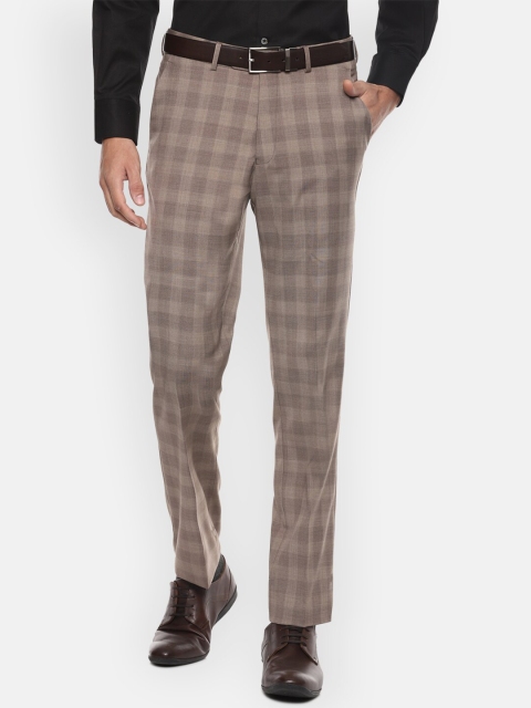 

Luxure by Louis Philippe Men Brown Checked Slim Fit Trousers