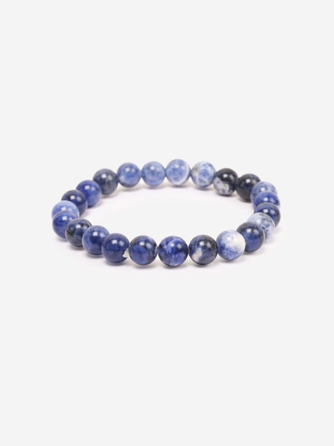 

BuckleUp Unisex Blue Sodalite Round Beaded Bangle-Style Bracelet