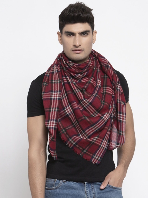 

Calvadoss Men Red & Black Checked Stole