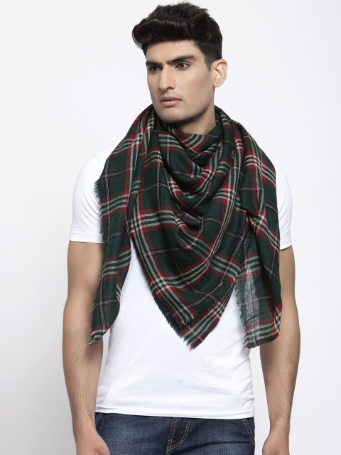 

Calvadoss Men Green & Red Checked Stole