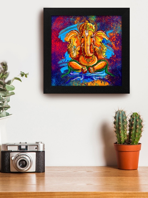 

Story@home Yellow & Blue Wooden Artistically Designed Ganesha Framed Wall Art