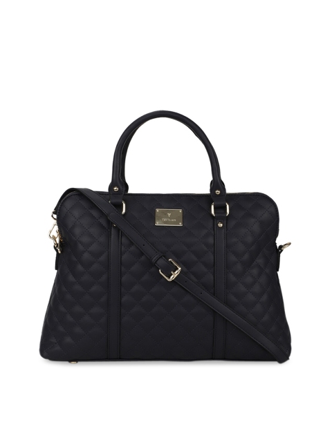 

Van Heusen Woman Navy Blue Textured PU Structured Handheld Bag with Quilted