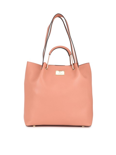 

Van Heusen Woman Peach-Coloured Solid Structured Handheld Bag
