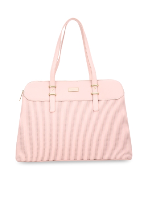 

Van Heusen Woman Pink Textured PU Shopper Handheld Bag with Cut Work