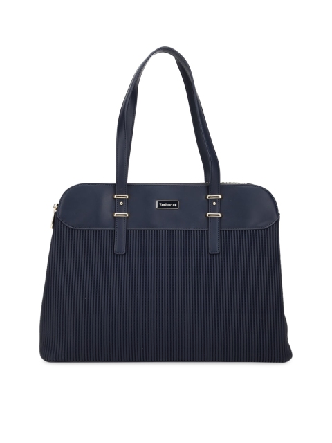 

Van Heusen Woman Navy Blue Textured PU Structured Handheld Bag with Fringed