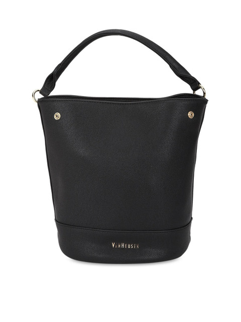 

Van Heusen Woman Black PU Structured Hobo Bag