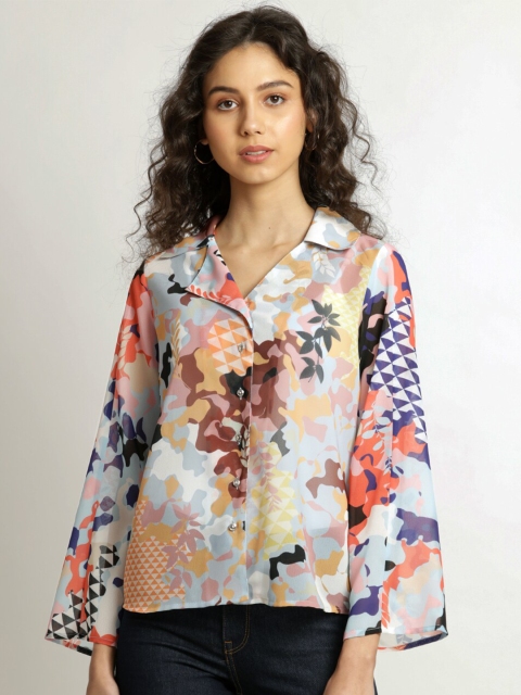 

SHAYE Multicoloured Print Georgette Shirt Style Top, Multi