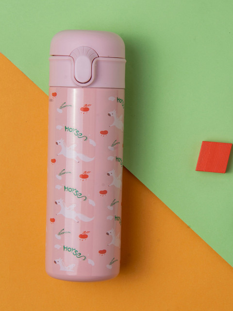 

Baby Moo Kids Pink & White Printed Stainless Steel Flask 400Ml