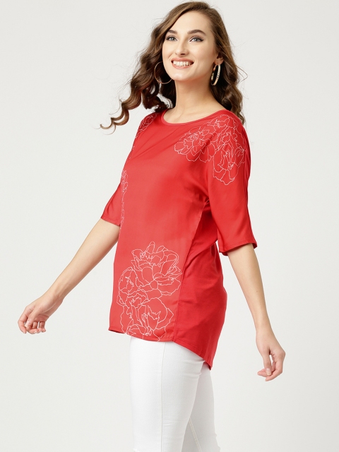 

ESPRIT Women Red Printed Top
