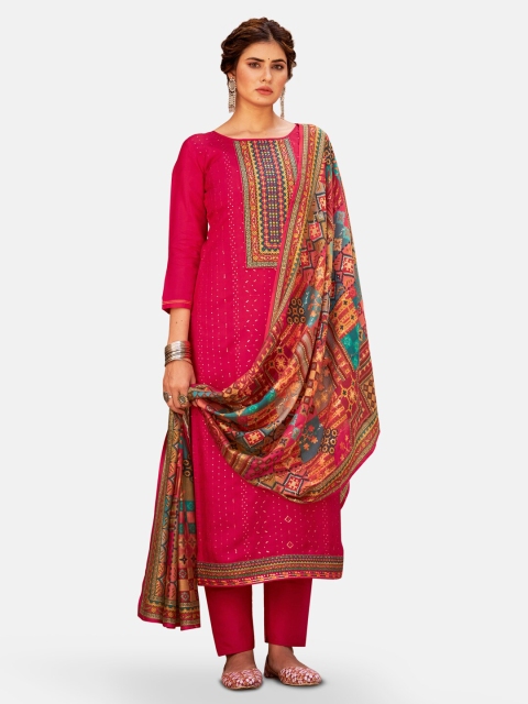 

Kvsfab Red & Green Embroidered Unstitched Dress Material