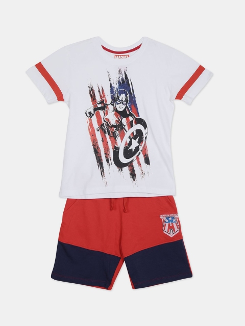 

Colt Boys White & Red Captain American Printed T-shirt with Shorts