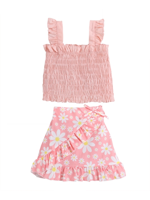 

Hopscotch Girls Pink & White Top with Skirt