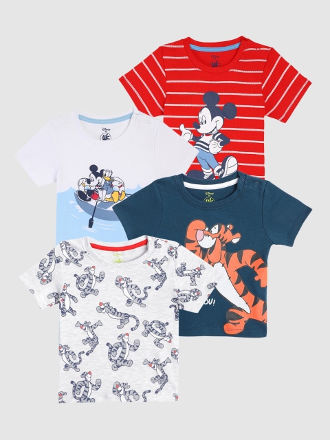 

YK Disney Boys Blue & White Pack Of 4 Printed T-shirts