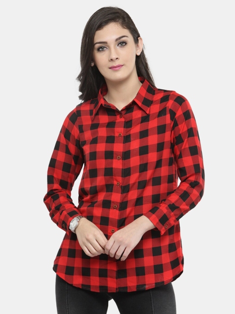 

Enchanted Drapes Women Red Regular Fit Checked Casual Shirt