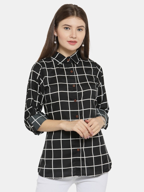 

Enchanted Drapes Women Black Windowpane Checked Casual Shirt