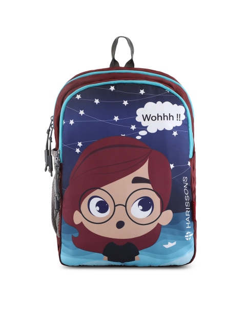 

Harissons Unisex Maroon & Blue Graphic Backpack